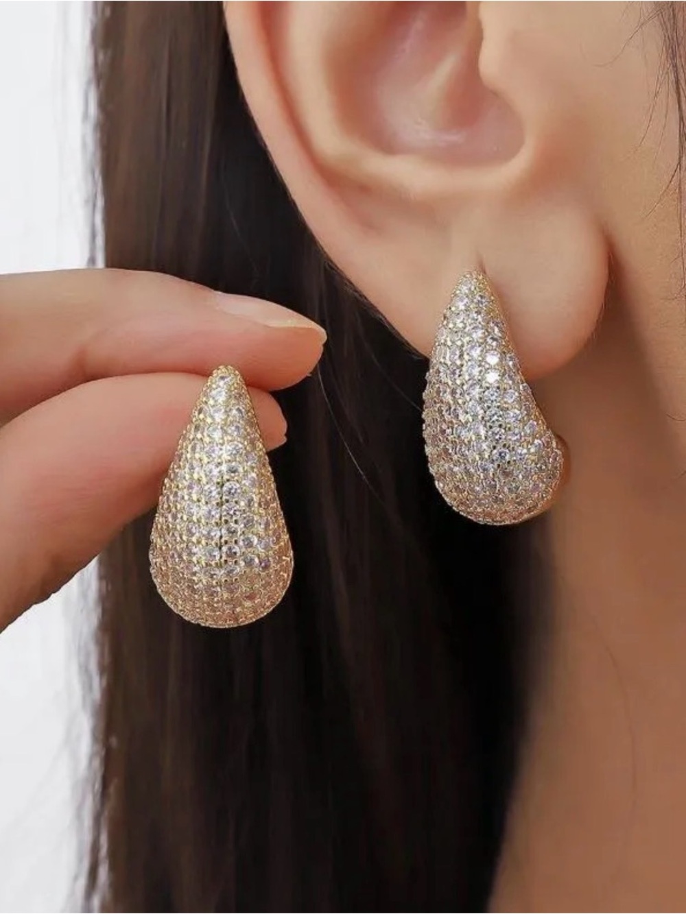 A new day silver Teardrop Pave Crystal Earrings - Elegant Women Jewelry